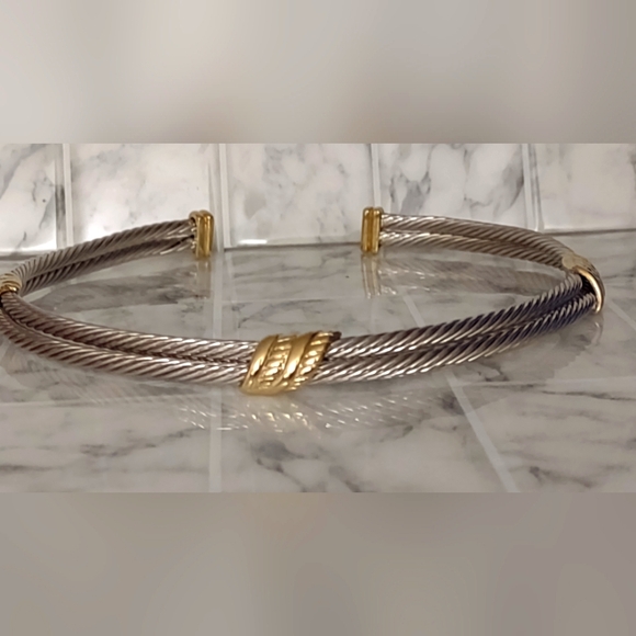 Beautiful 14k / 925 Sterling collarbone length adjustable double rope style neck - Picture 2 of 15